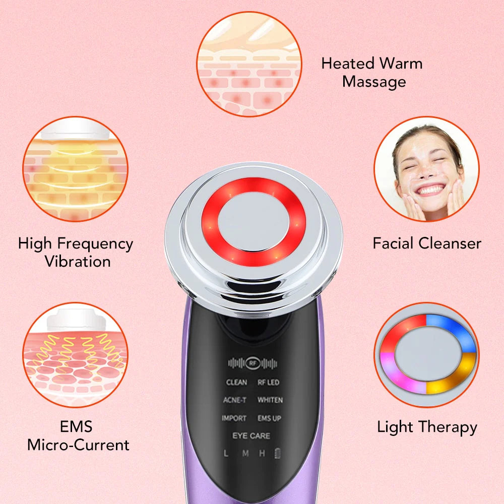 7 in 1 Face Lift Devices EMS RF Microcurrent Skin Rejuvenation Facial Massager 