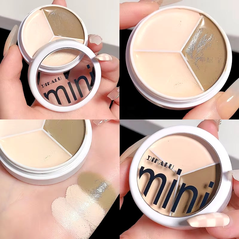 3-Color Concealer Palette Moisturizing Cover Dark Circles and Acne Marks Natural Makeup Contouring Cream Shadow Cosmetics