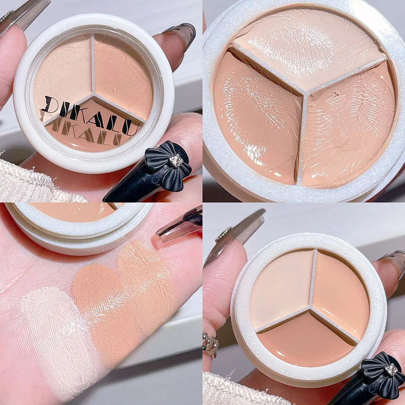 3-Color Concealer Palette Moisturizing Cover Dark Circles and Acne Marks Natural Makeup Contouring Cream Shadow Cosmetics