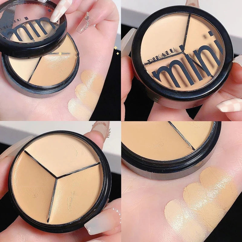 3-Color Concealer Palette Moisturizing Cover Dark Circles and Acne Marks Natural Makeup Contouring Cream Shadow Cosmetics