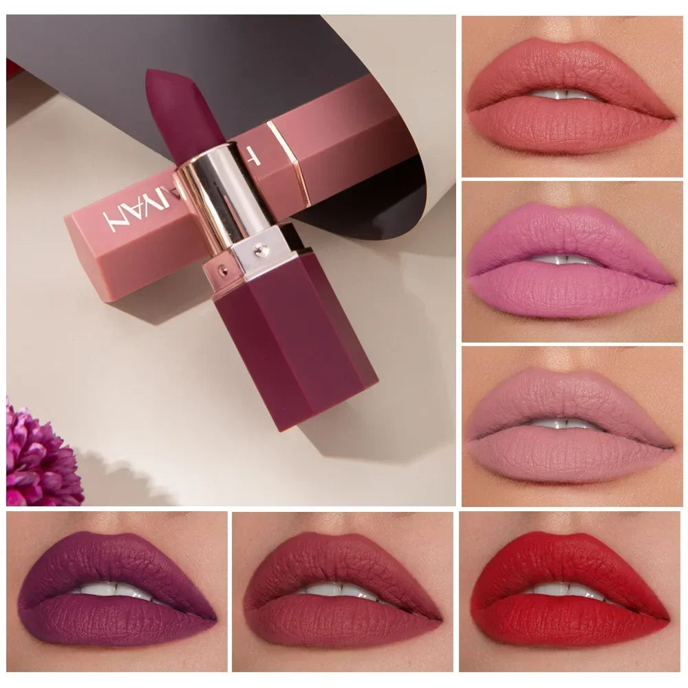 6 Colors Sexy Matte Lipstick Waterproof Long Lasting Color Rendering Non-Stick Velvet Lips Liner Pencil Woman Makeup Cosmetics