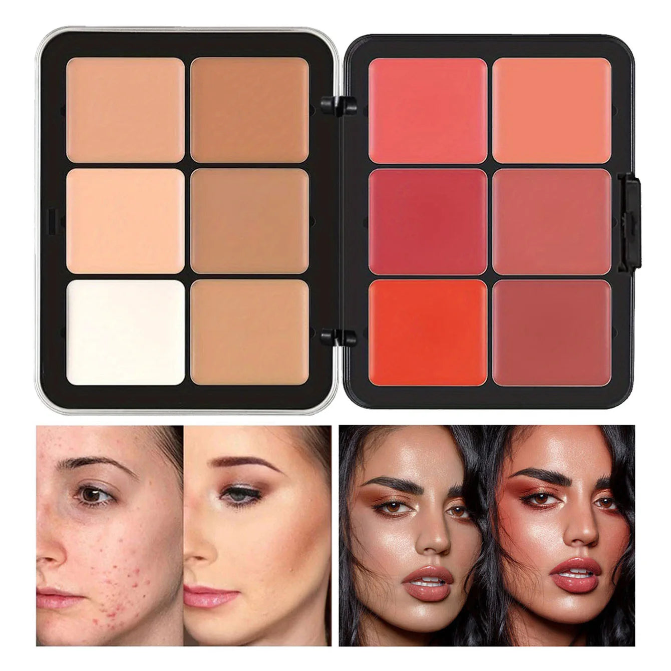 12-Color Iron Box Concealer Blush Cream Matte Highlight Contour Makeup All-In-One Palette