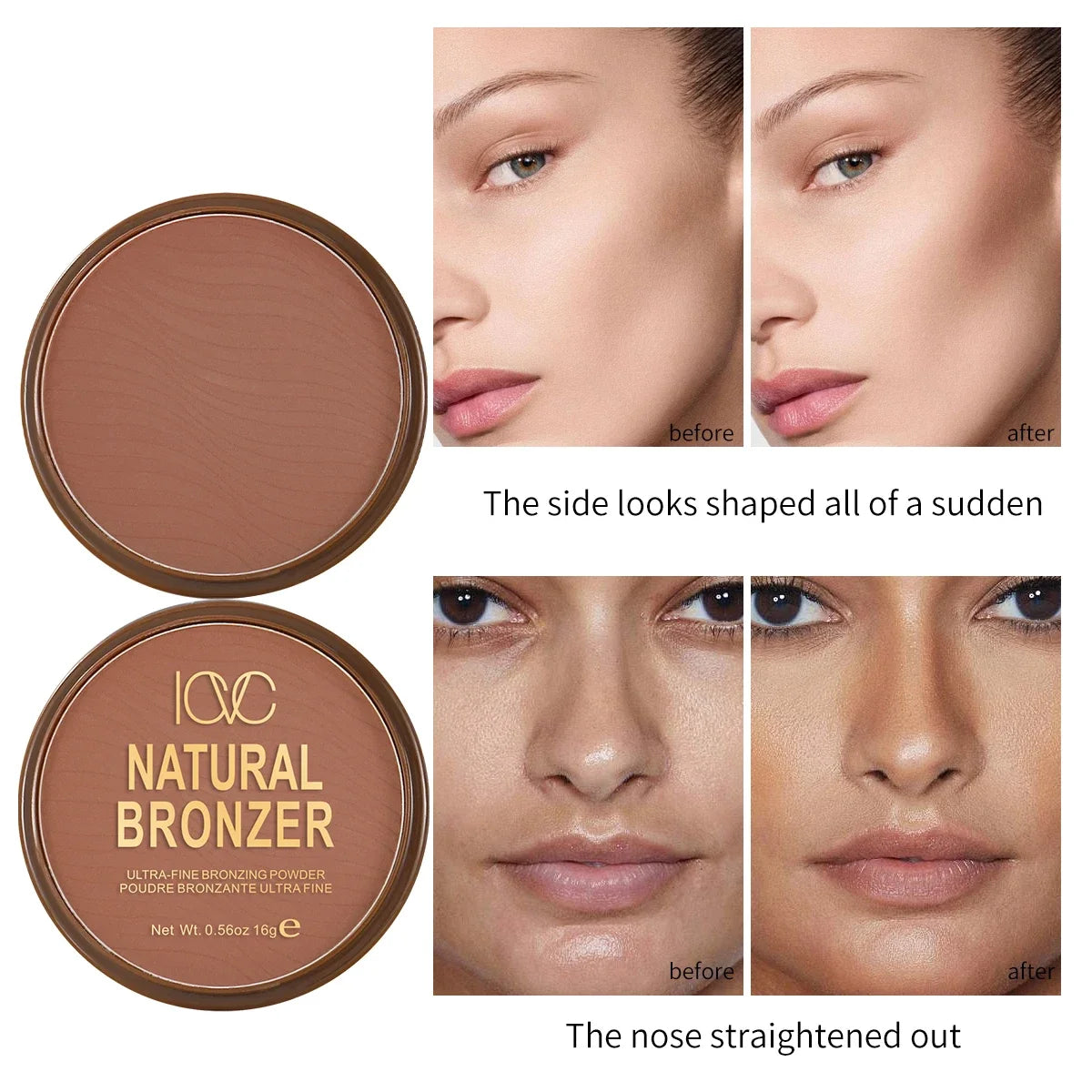 Dark Skin Bronzer Contour Palette Matte Brown Nose Shadow Cheek Profile Powder Natural Face Modify Concealer Nude Makeup Setting