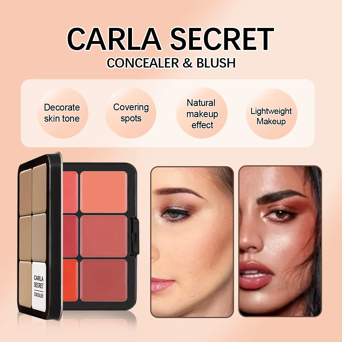 12-Color Iron Box Concealer Blush Cream Matte Highlight Contour Makeup All-In-One Palette