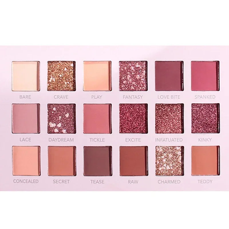 18 Colors Glitter Eyeshadow Palette with Makeup Mirror Pearlescent Matte Shimmer Pigment Nude Long Lasting Eye Shadow Makeup