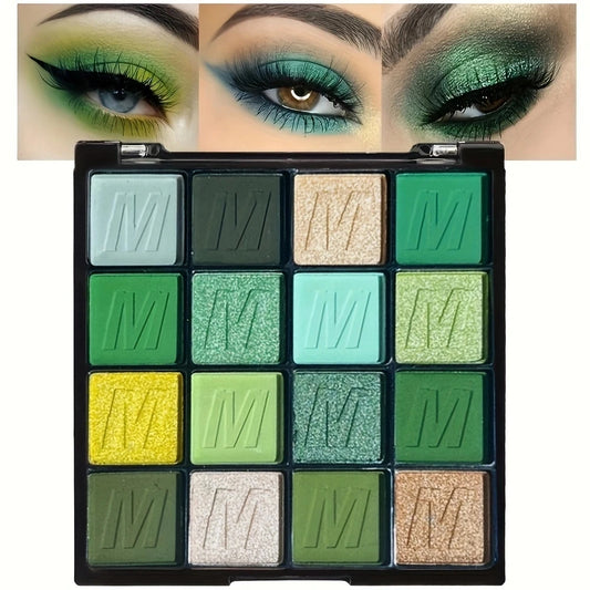 6 Color Green Glitter Eyeshadow Palette Makeup Waterproof Dark Light Green Yellow Orange Brown Shimmer Highly Pigmented Pressed